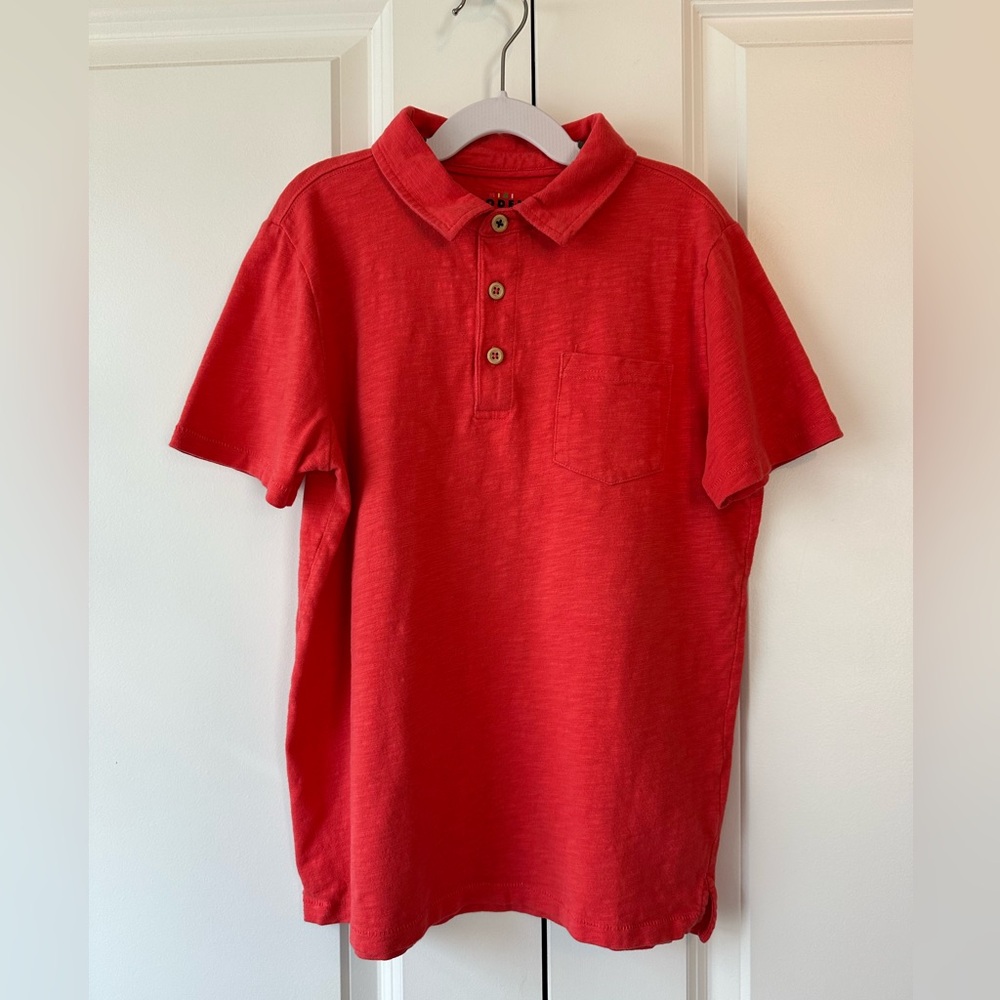 Mini Boden Boys 100% Cotton Slub Polo Shirt Jam Red (Size 11-12)